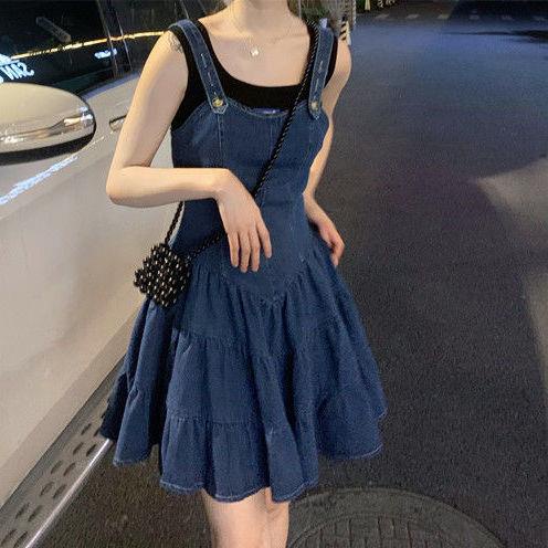 Đầm denim Hai Dây Dáng Ôm Thời Trang Pháp Hàng Mới Mùa Hè 2022