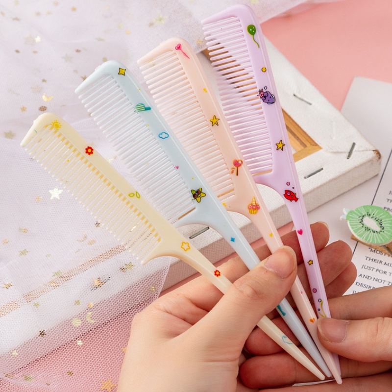 Bộ Lược Chải Tóc Đuôi Nhọn Họa Tiết Hoạt Hình Dễ Thương Cho Bé