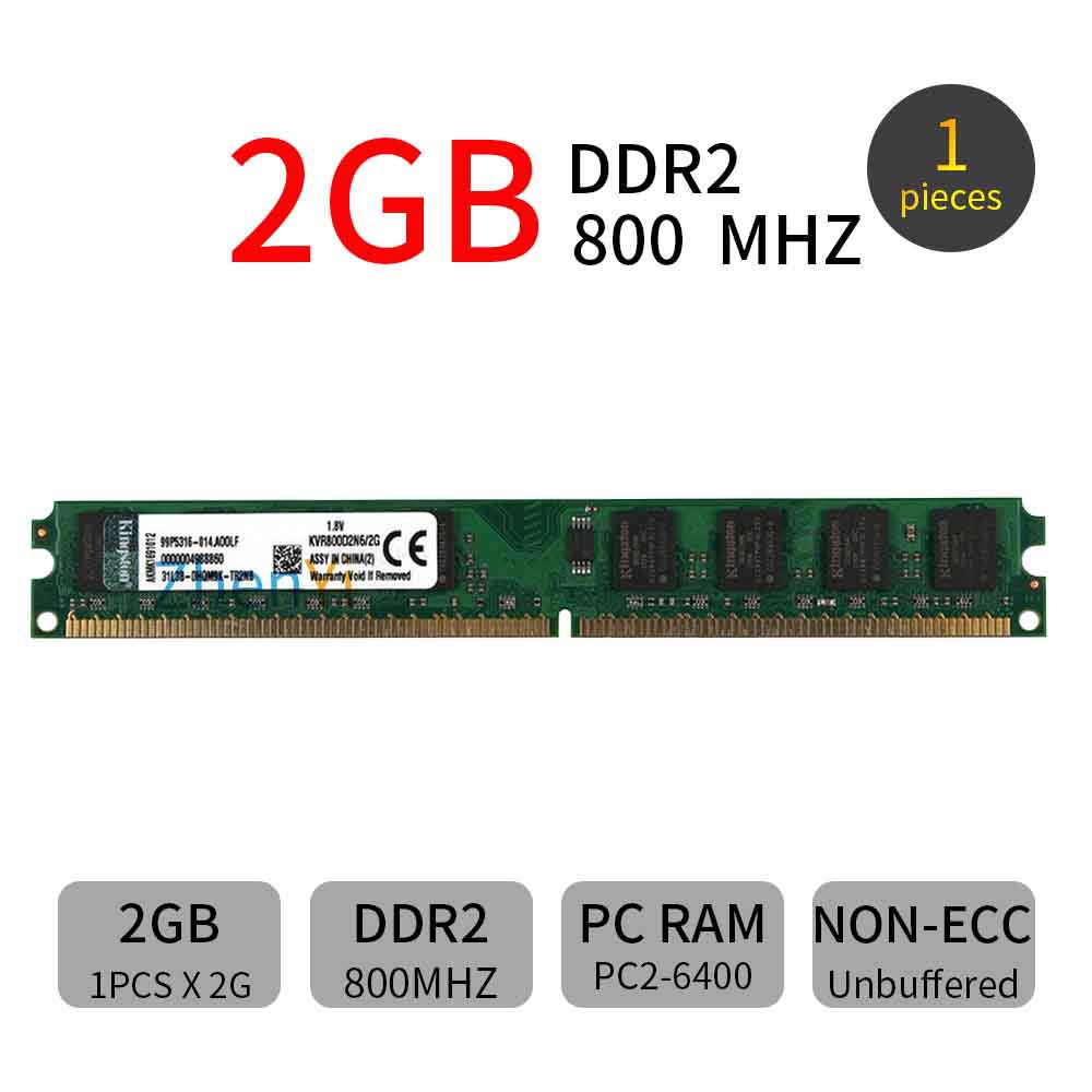 Thẻ Nhớ Kingston 2GB DDR2 RAM 800MHz Cho PC RAM PC2-6400U