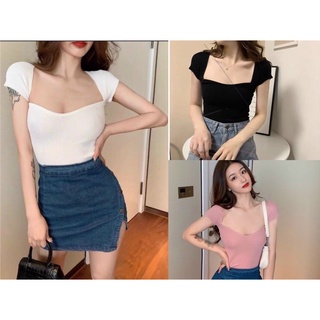 Áo thun croptop body gân Quảng Châu