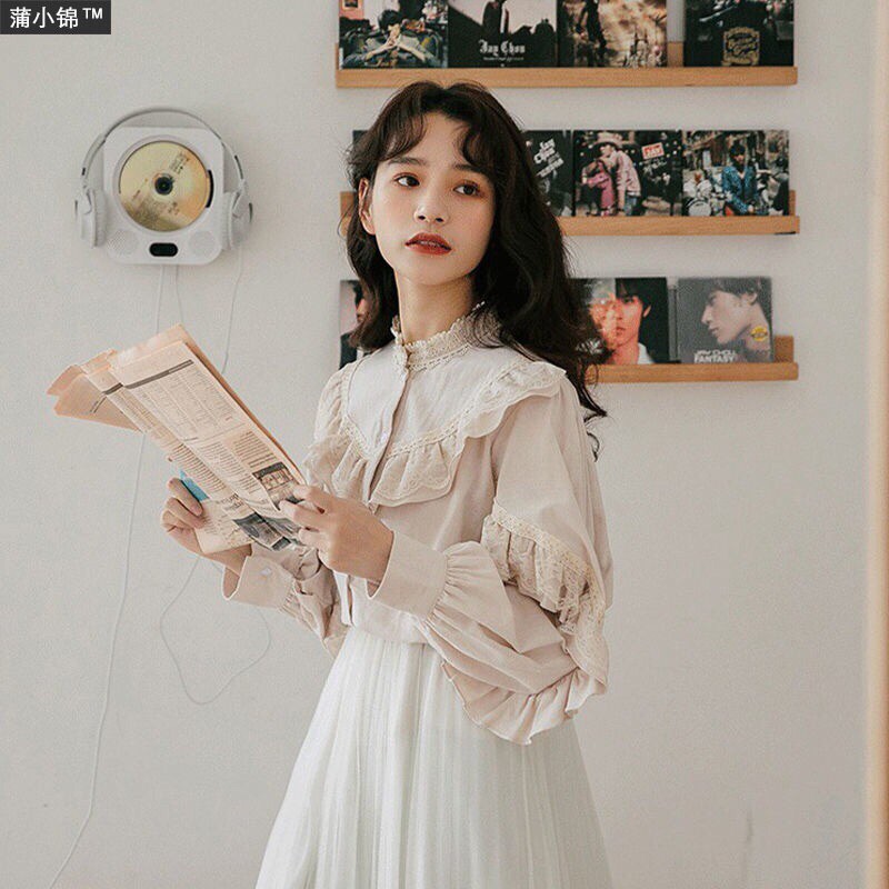 ÁO KIỂU CÔNG CHÚA 🎀🎀CỔ BÈO VIỀN REN TAY DÀI NỮ TÍNH VÀ THANH LỊCH