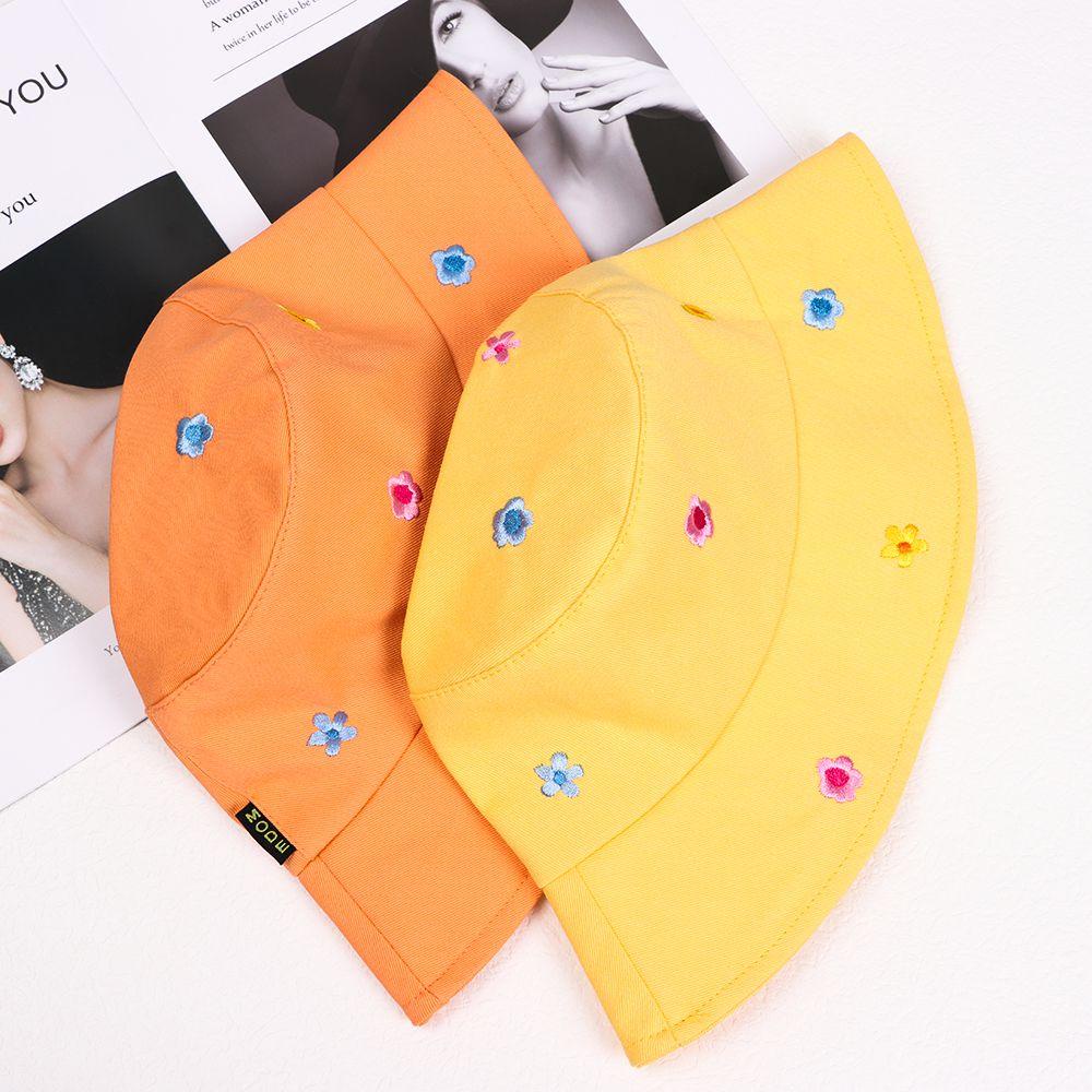 Mũ Tai Bèo Chống Nắng/Tia UV Thêu Họa Tiết Hoa Nhỏ Dễ Thương Thoáng Khí Thời Trang Xuân Hè Cho Nữ