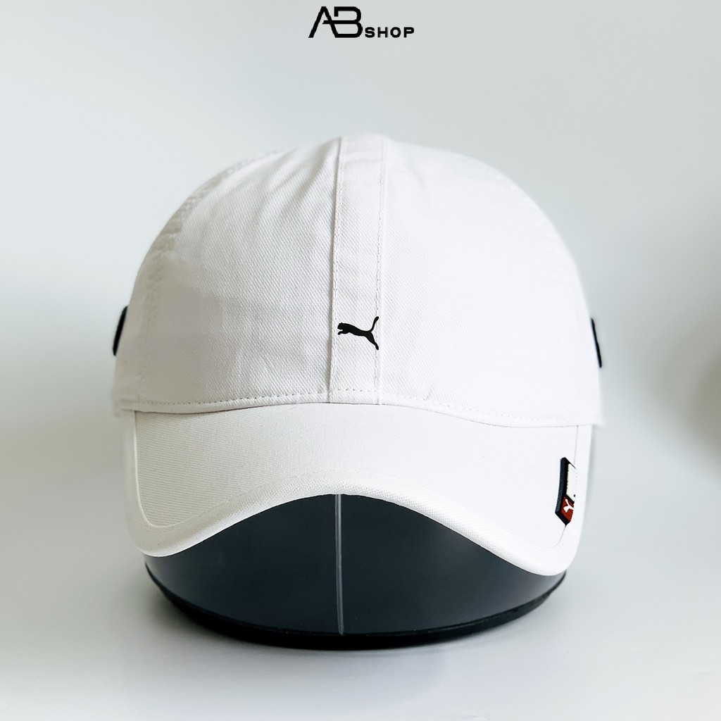 Mũ Lưỡi Trai Puma Không Chóp Logo Mini-Size Trắng Đen AB-30040