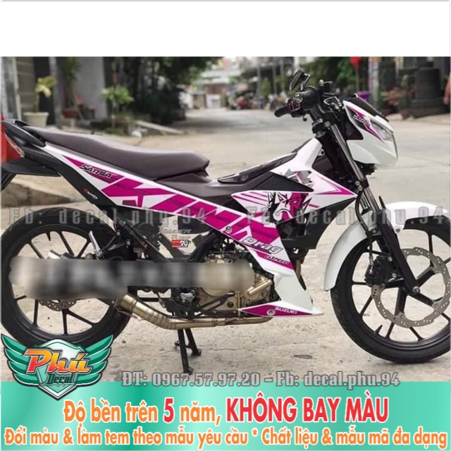 Tem rời satria King drang hồng trắng -1