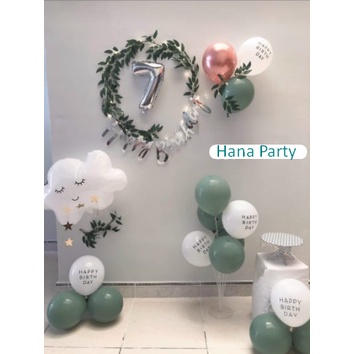 Set Bong bóng sinh nhật trắng in Happy Birthday To you, bóng mặt cười vàng phụ kiện trang trí sinh nhật decor Hàn Quốc