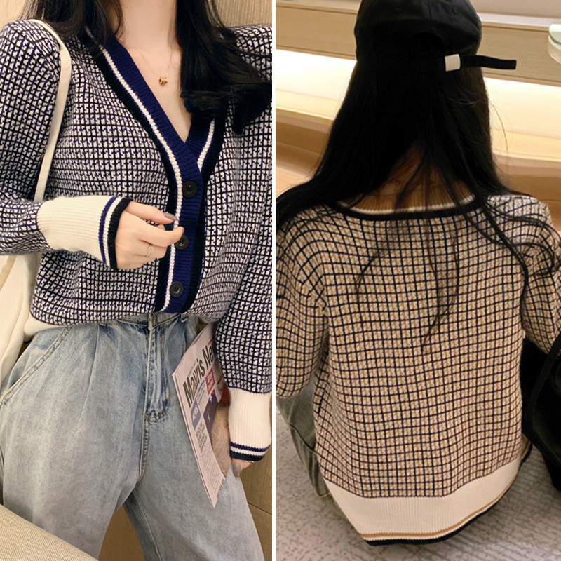 Áo khoác Cardigan dệt kim tay dài hoạ tiết hoạt hình thiết kế ngọt ngào