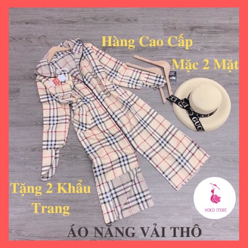 Áo chống nắng toàn thân 2 lớp Thô kate (Vải Thô kate 2 lớp mặc đc 2 mặt kèm khẩu trang)