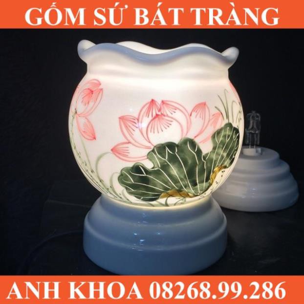 Đèn xông tinh dầu cao 15cm size to - Gốm sứ Bát Tràng Anh Khoa