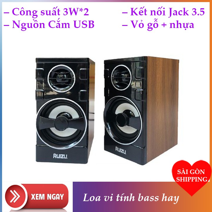 Loa vi tính Ruizu 830 Nghe Hay Bass Mạnh Mẽ Thiết Kế Đẹp dùng cho điện, laptop, ipad, tivi jack 3.5