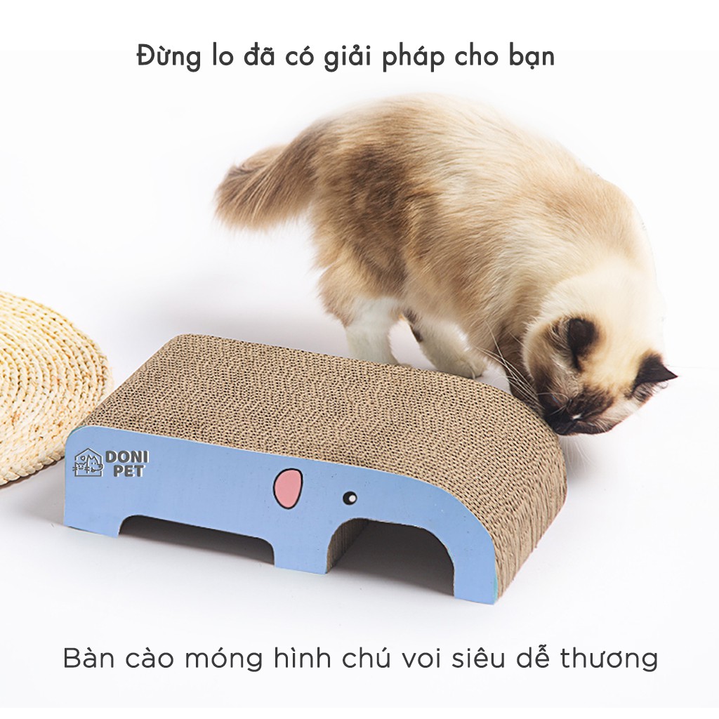 Bàn cào móng hình chú voi giúp giảm căng thẳng stress cho mèo - tặng kèm catnip