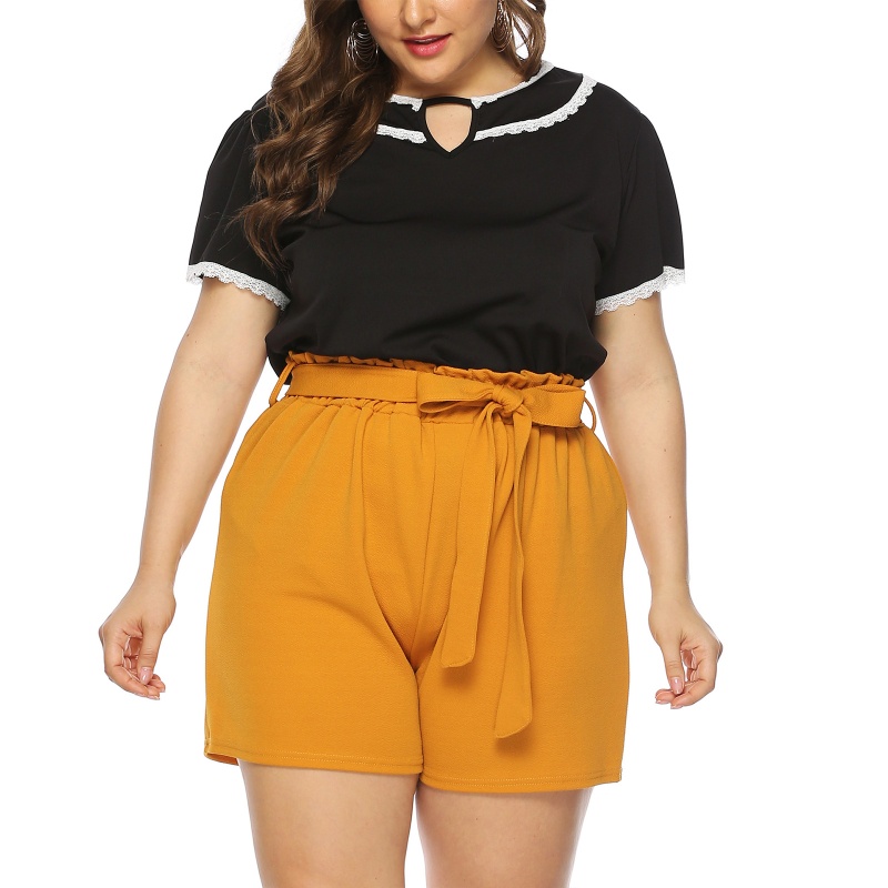 Xiangbao Quần Short Thể Thao Dáng Rộng Lưng Thun Co Giãn Màu Trơn Cho Nữ Có Size Lớn