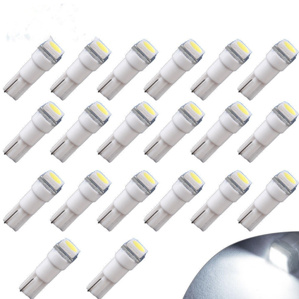 20 đèn LED T5 58 70 74 1smd ánh sáng trắng cho bảng điều khiển xe ô tô