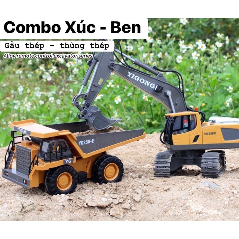 [CÓ BH] Combo xe xúc - ben - ủi THÉP điều khiển từ xa cho bé