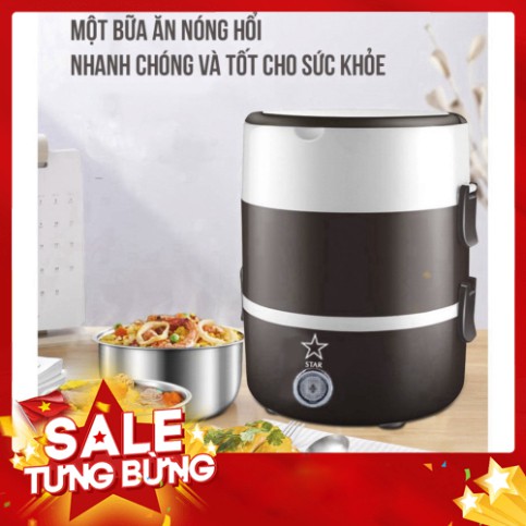 [FREE SHIP] Hộp Cơm Giữ Nhiệt 3 Tầng Hâm Nóng Thức Ăn Cắm Điện Bằng Inox Star Hot Lunch Box