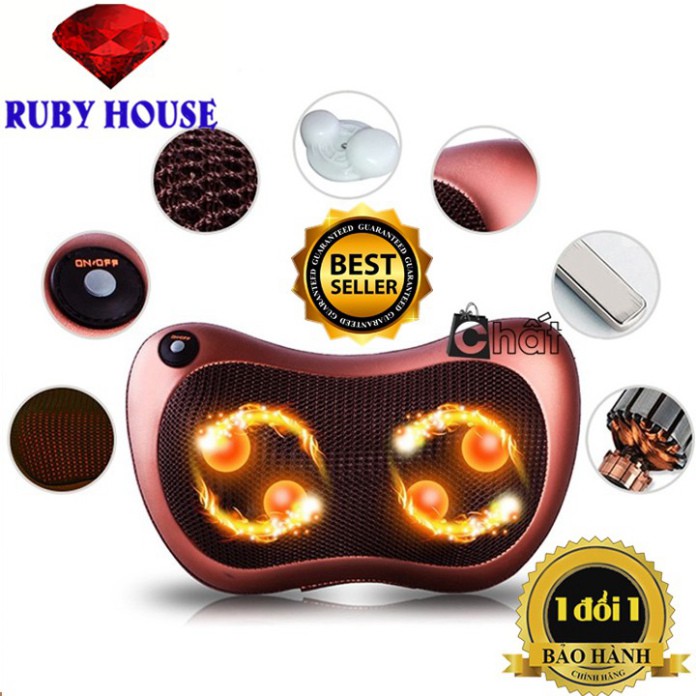 Gối massage hồng ngoại 8 bi, gối massage đa năng - Sunny House