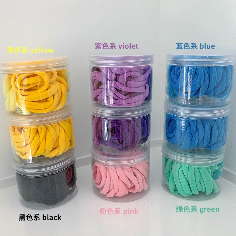 Bộ 50 Dây Thun Buộc Tóc Bằng Cao Su Co Giãn Tốt Màu Sắc Xinh Xắn