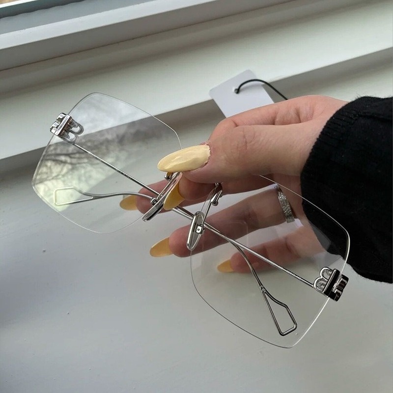 Mắt Kính Gọng Vuông Cỡ Lớn Bằng Kim Loại Chống Ánh Sáng Xanh Phong Cách Hàn Quốc Thời Trang Cho Nam Và Nữ