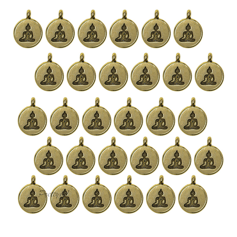 Set 30 Mặt Dây Chuyền Hình Tượng Phật Yoga Bằng Hợp Kim Màu Vàng Phong Cách Cổ Điển