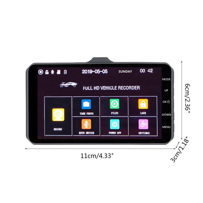 Camera Chiếu Hậu Hai Ống Kính DVR Hd 1080P Cho Xe Hơi
