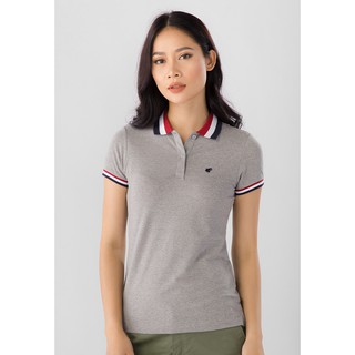 Áo Thun Nữ Ngắn Tay Có Cổ Màu Xám Giordano Polo Phối Viền Tay Và Cổ Có Logo Con Cóc Màu Đen 0531870029