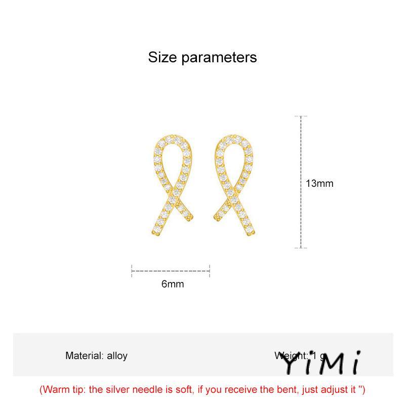 Bông Tai Hình Chữ Thập Đính Kim Cương Nhỏ Đơn Giản Cá Tính Dành Cho Nữ