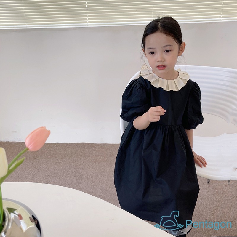 Đầm Công Chúa Mùa Hè Eo Phồng Dễ Thương Thân Thiện Với Da Thoáng Khí Phong Cách Hàn Quốc Cho Bé Gái 3-8 Tuổi