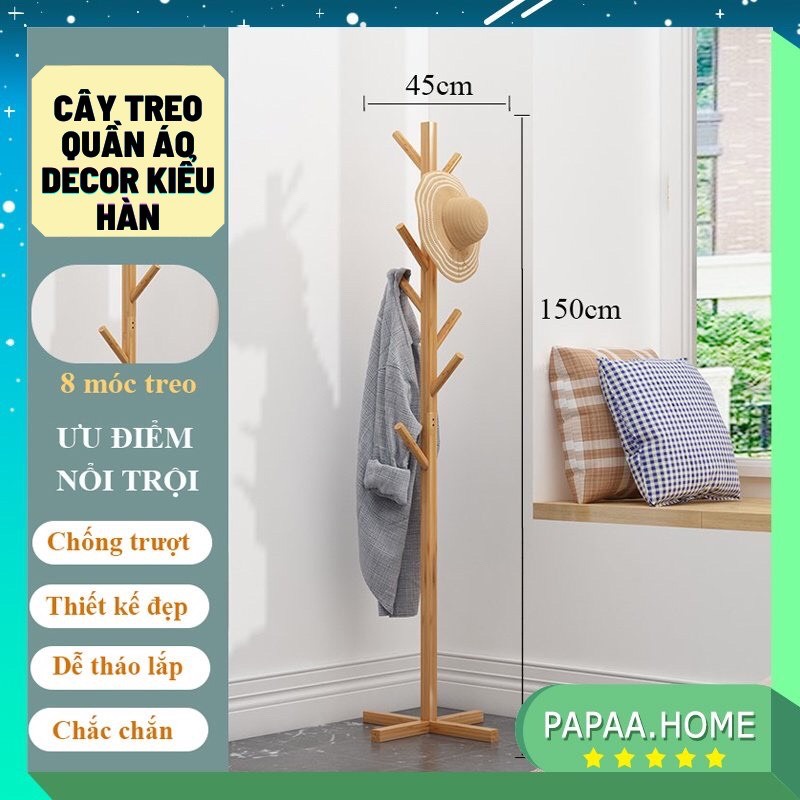 Cây treo quần áo đứng, gỗ tự nhiên phong cách Scandinavian, Bắc Âu