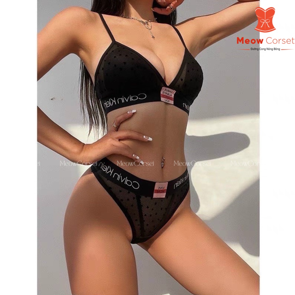 Bộ đồ lót CK cao cấp sexy có mút không gọng 8088 [MEOW Corset]