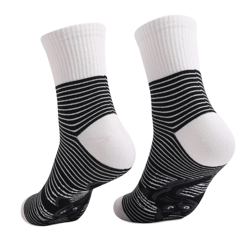 Xiangbao Vớ Cổ Vừa Kẻ Sọc Trắng Đen Hình Mèo Hoạt Hình Vui Nhộn Đáng Yêu Vui Nhộn Cho Nam Và Nữ