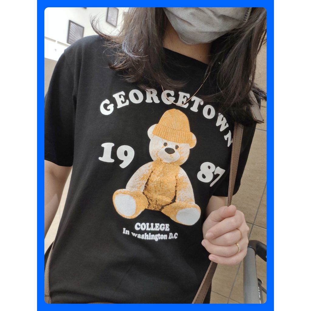 Áo phông 3158 tay lửng form rộng basic Gấu 1987 vải cotton cao cấp co giãn thoáng mát thời trang