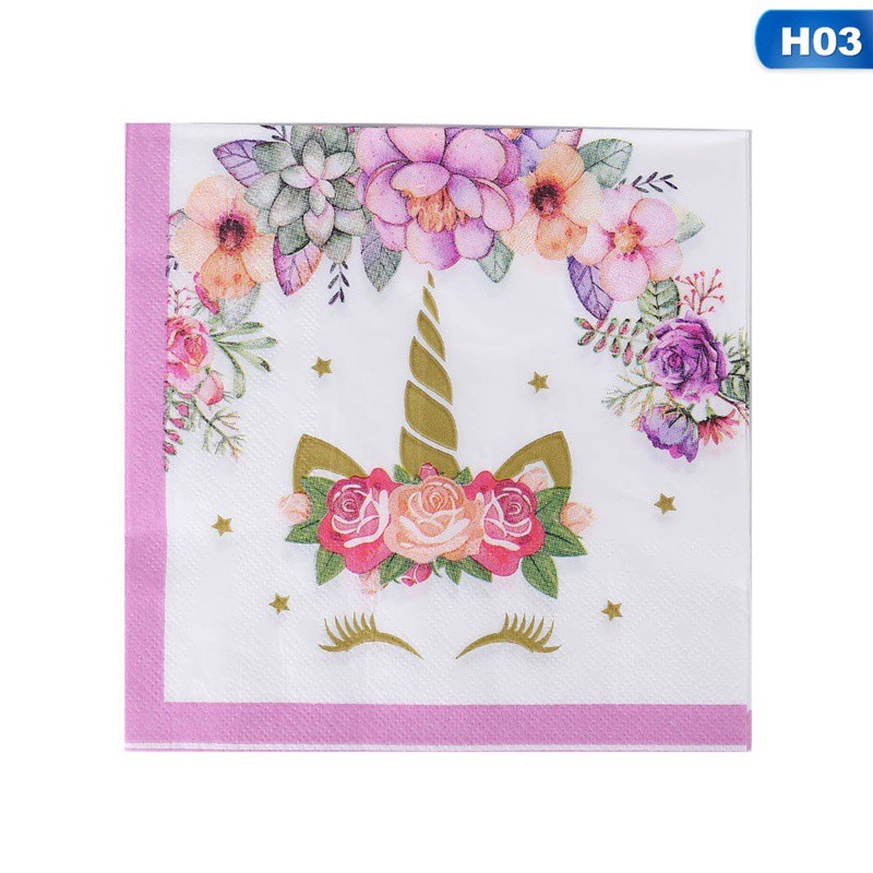 Bộ dụng cụ trang trí tiệc sinh nhật hình kỳ lân dễ thương cho trẻ nhỏ
