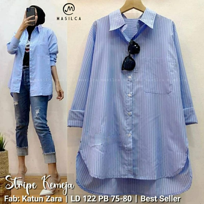 ZARA Áo Sơ Mi Cotton Kẻ Sọc JUMBO SUPER FIT XXL LD 122 MODIS Cho Nữ