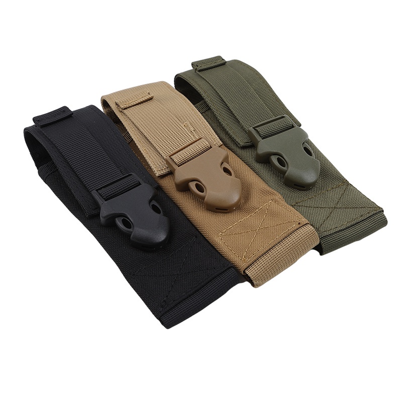 Túi đựng đèn pin bằng da + nylon phong cách quân đội tiện dụng cho cắm trại/ săn bắn