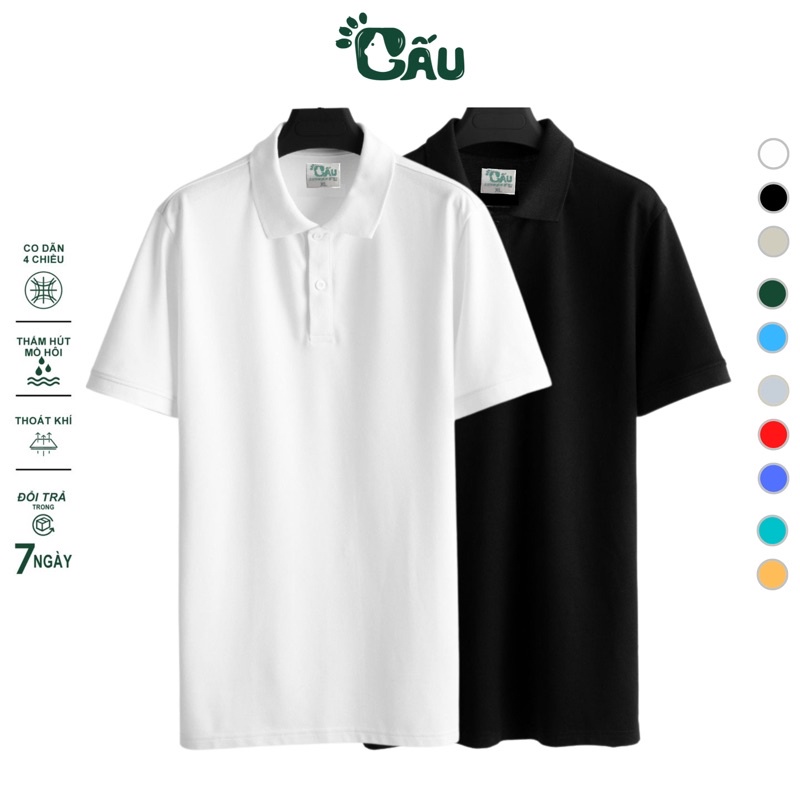 Áo thun Polo GẤU 194 Unisex vải cá sấu mè, co dãn 4 chiều dày dặn form gerular fit - PL Mè