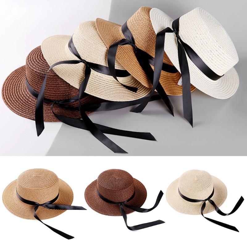 Nón Cối Rộng Vành Phối Nơ Chống Tia UV Thời Trang Mùa Hè Cho Mẹ Và Bé