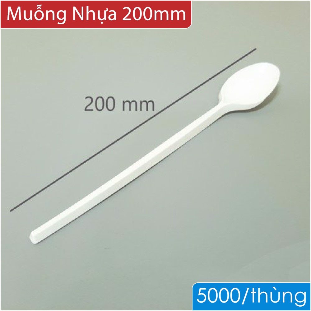 Bịch 50 muỗng cán dài 20cm, muỗng trà sữa, muỗng đẹp.