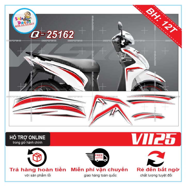 TEM XE VISION 2016 1125 DÁN XE TRẮNG -- SHIN DECAL 2
