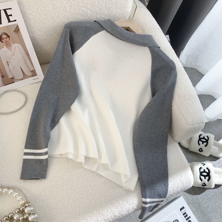 Áo sweater Cổ polo Thêu Hình Gấu Mới Phong Cách Mùa Thu Cho Nữ