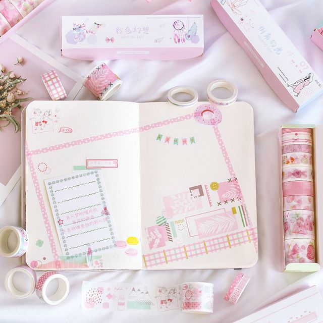 Set 10 cuộn băng dính trang trí washi tape