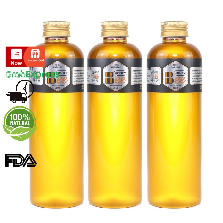 COMBO 3 chai mật ong nguyên chất 100% BEE Honey 350g (1/4 lít) Thế Hồng Honey (TRẢ HÀNG NẾU HÀNG KHÔNG THẬT)