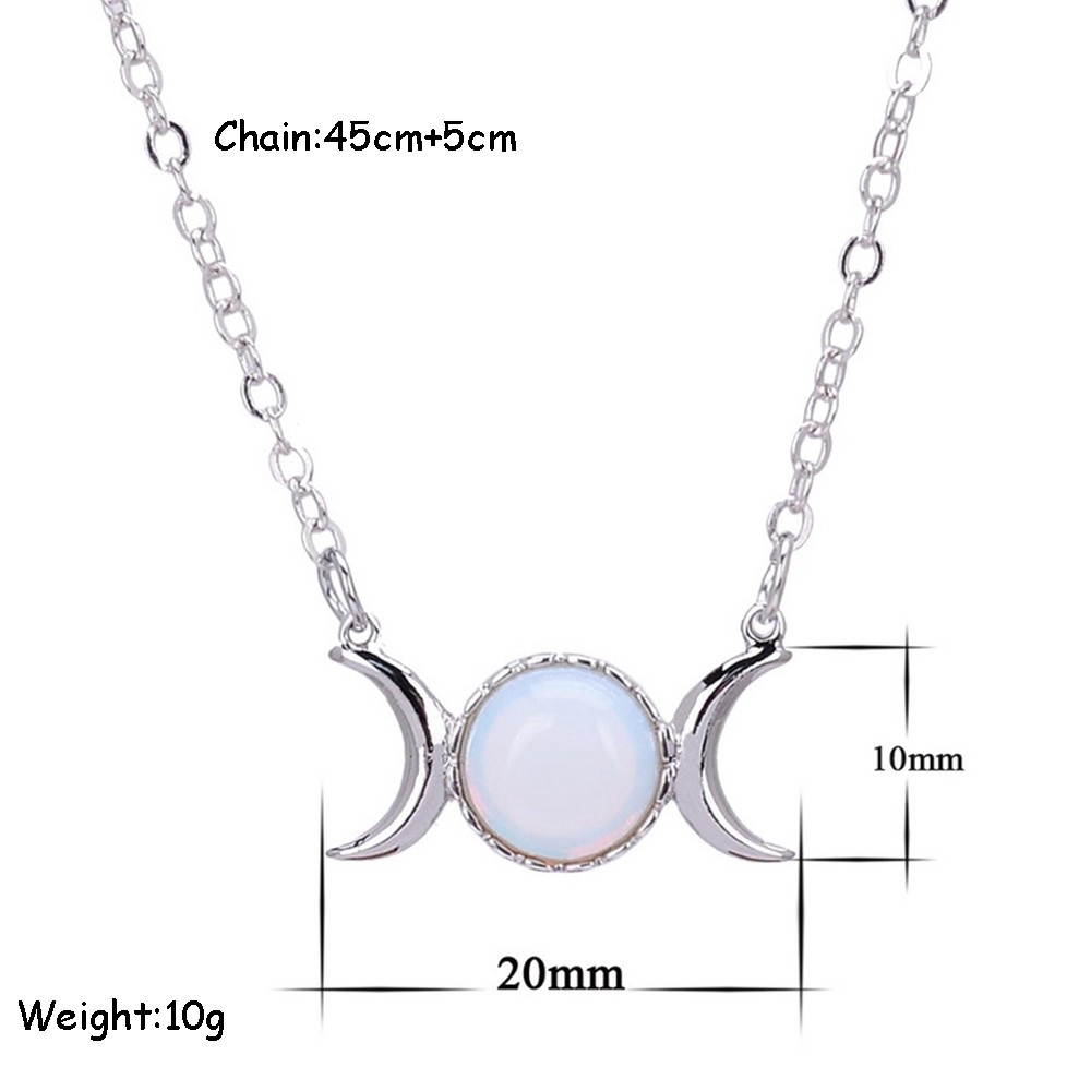 Dây chuyền mặt trăng và mặt trời đính Opal