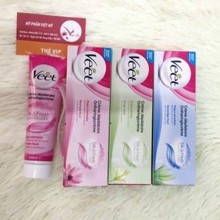 {Chính Hãng Pháp 100ml} Kem Tẩy Lông Veet Silk & Fresh 100ml Cho Mọi Loại Da Chứa Lô Hội, Hoa Sen, Hoa Nhài Và Vitamin E