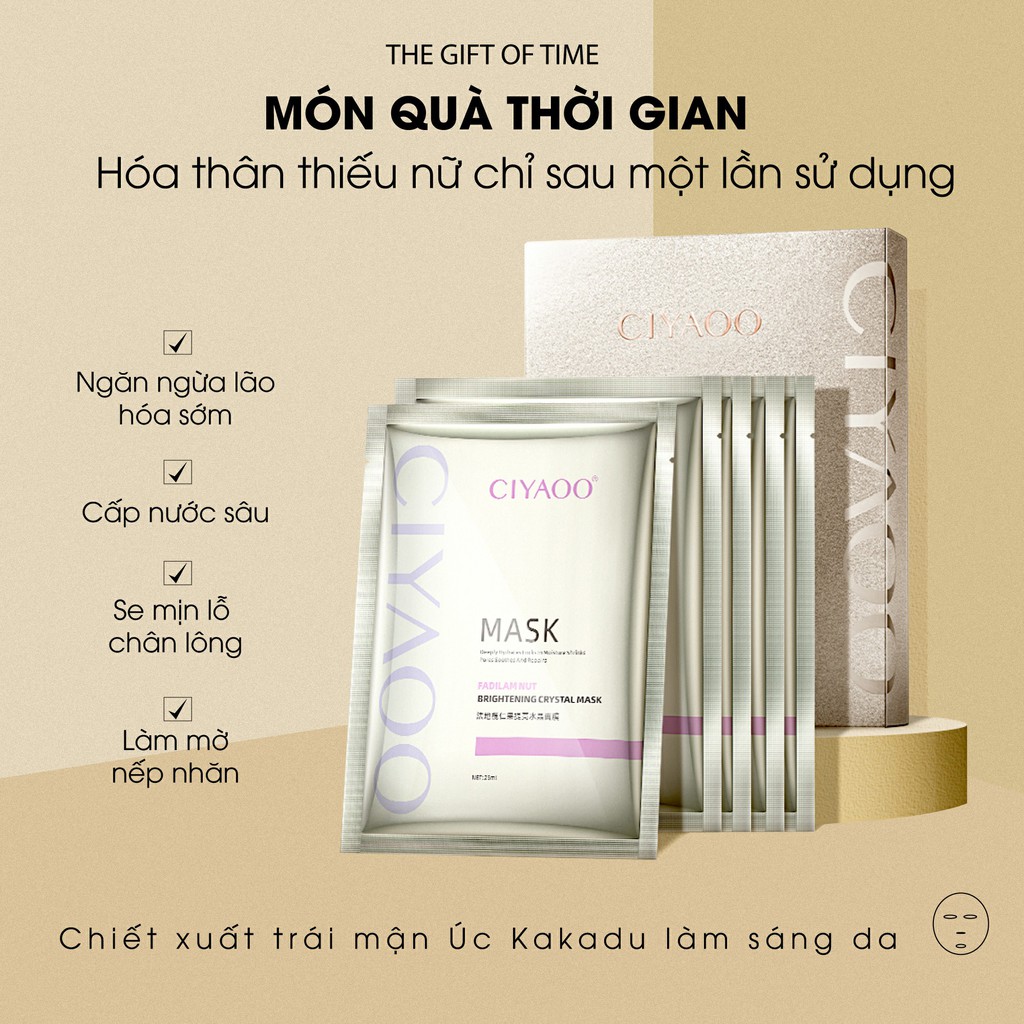 Mặt Nạ Trắng Da CIYAOO Cấp Dưỡng Ẩm và Ngăn Ngừa Lão Hoá Da Hộp 5 Miếng (Mặt nạ thạch trong suốt)