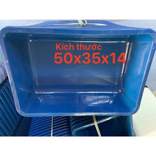 Khay nhựa nuôi cá màu xanh 50x35x14 đế tròn.Combo 3 cái