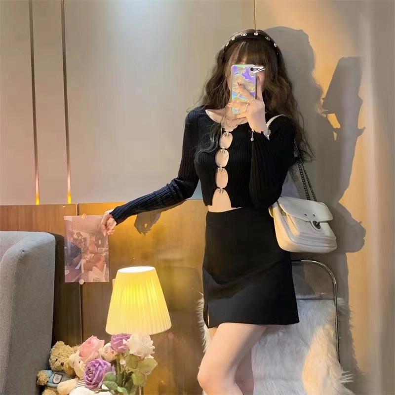Áo Croptop Tay Dài Thời Trang Quyến Rũ Cho Nữ