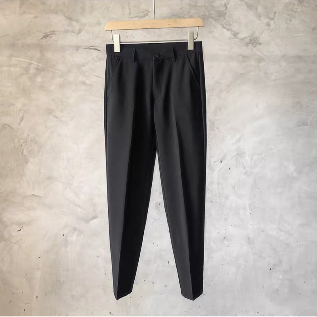 Quần Tây Nam 4HIM Màu Đen  Xám Đậm ,Kem Be Chất Liệu Vải lụa Trơn Vinteck Co Giãn Dáng Hàn Phom Trẻ Trung