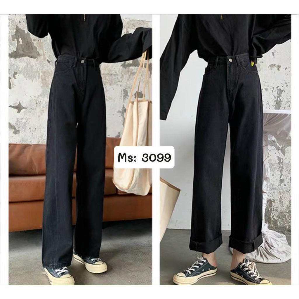 [DÀI 103-105cm]Quần Jean Nữ Aiori Fashion Ống Suông Lưng Cao Trắng Đen Quần Bò Ống Rộng Hàng Cao Cấp A001 | BigBuy360 - bigbuy360.vn