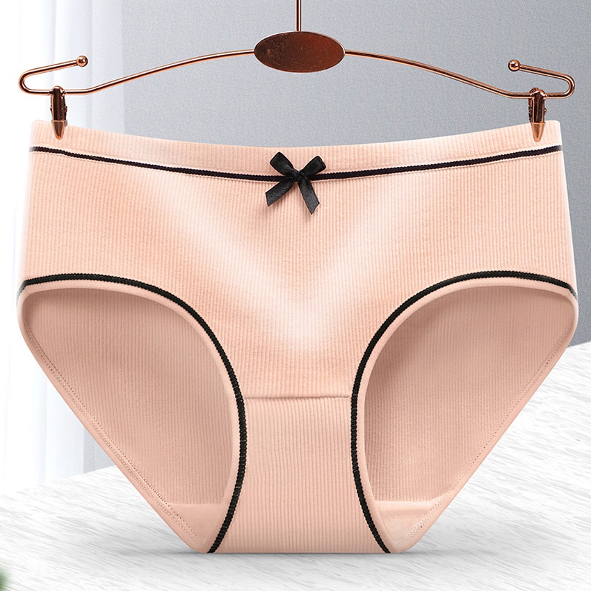 Quần Lót Gân Tăm HUNA quần lót Cotton nữ gân tăm THOÁNG KHÍ viền đen điệu đà Mã NH01