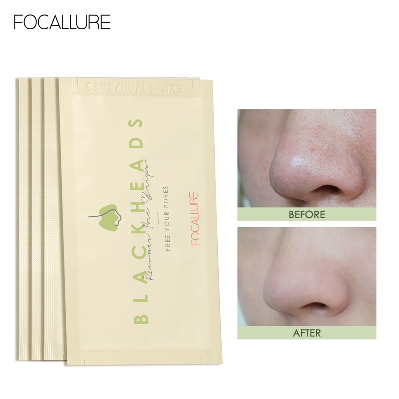 Miếng dán lột mụn FOCALLURE làm sạch sâu hỗ trợ giảm mụn đầu đen cho vùng mũi chuyên dụng 2.2g / miếng