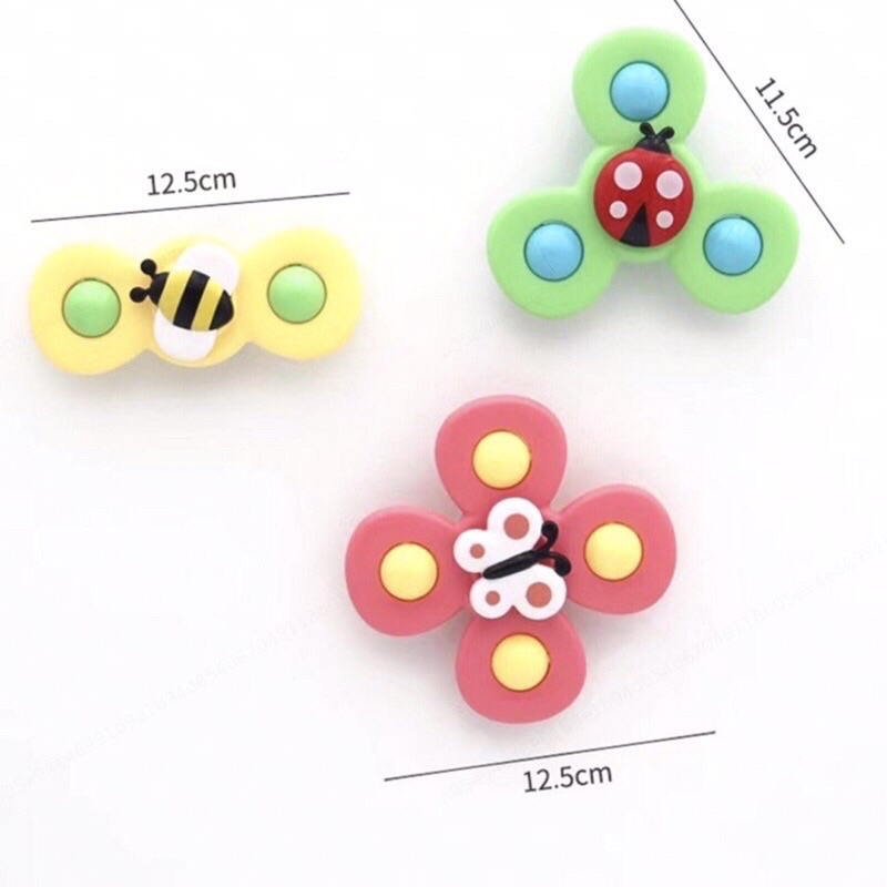 Set 3 đồ chơi con quay spinner hình côn trùng vui nhộn cho bé, bộ 3 chong chóng dính tường cho bé